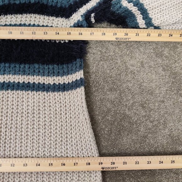 Susina Women's Maxi Knit Dress Long Sleeve Color Block Cream Blue Size XL Cotton - Picture 8 of 10